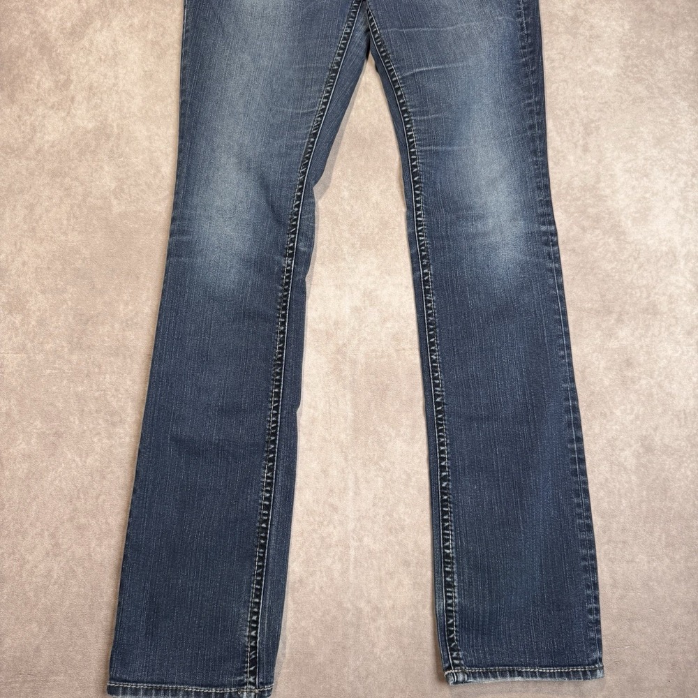 Silver Jeans Womens Size 33x35.5 Aiko Baby Boot Dark Wash Blue Denim Pants Tall - Picture 3 of 14